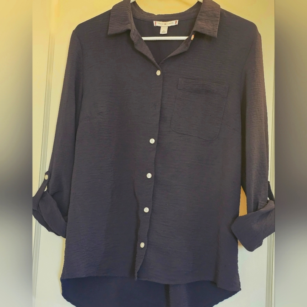Tommy Hilfiger Navy Blue Button Down Shirt M - Picture 2 of 5